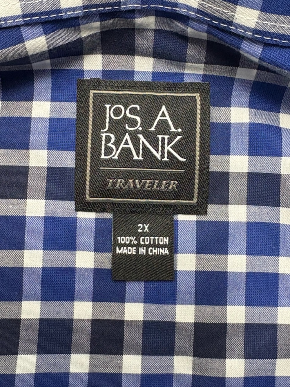 NWT Jos A Bank Traveler Collection Blue Gingham Check Dress Shirt • 2X • $100 - Picture 10 of 13